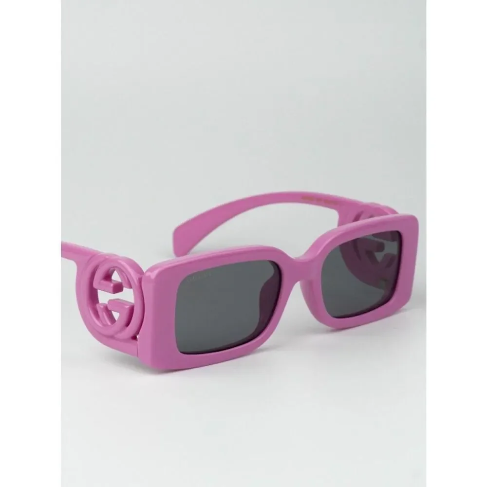 NEW Gucci GG1325S 006 Pink Grey Rectangle Unisex Sunglasses GG 1325S